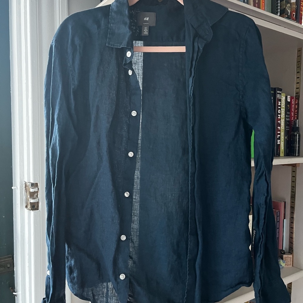 H&M Navy Blue Button-Up